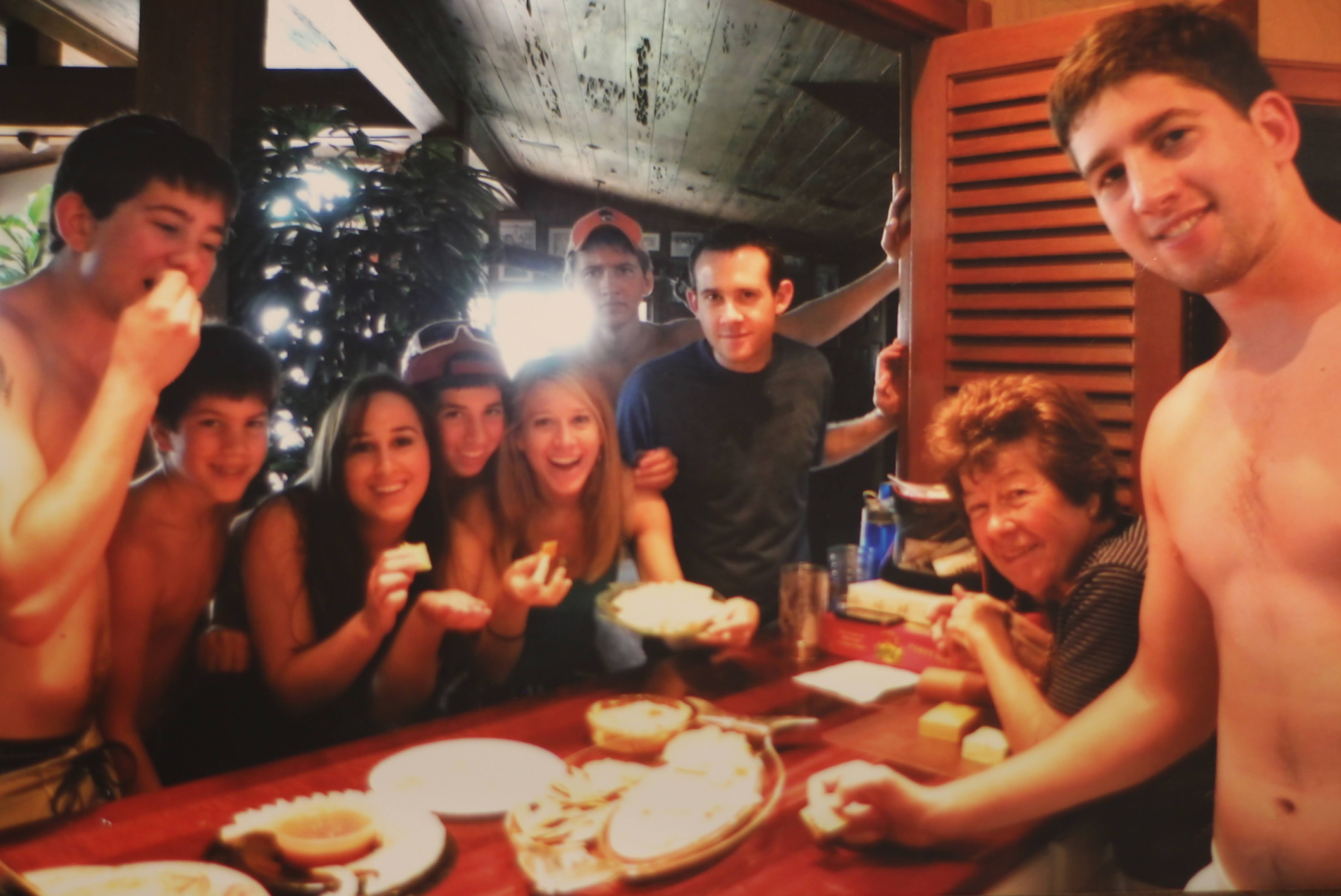 Summer dinner around the table with family